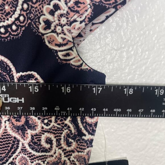 RN Studio Womens Dress Sz 4P Petite Blue Paisley Short Sleeve Lined Causal Wear - Picture 4 of 14